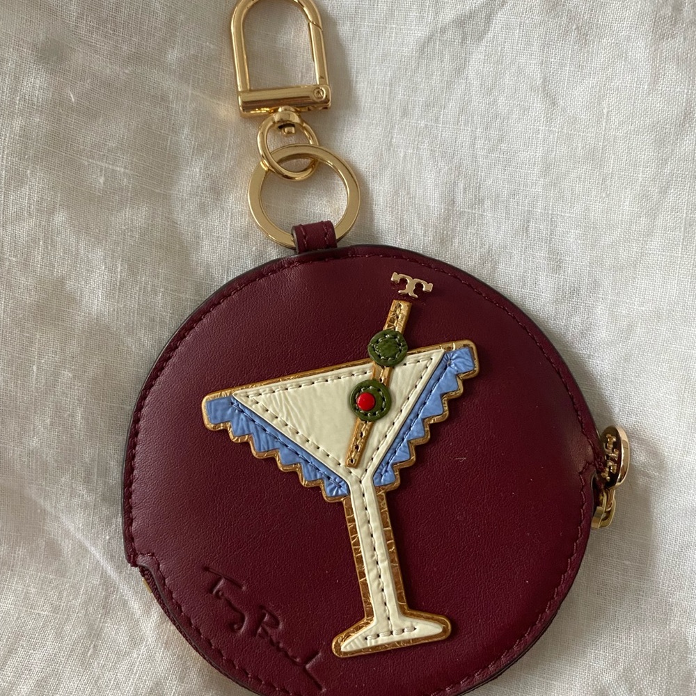 Tory Burch martini decorated coin purse, can be used as keychain.